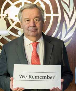Man from UNESCO with #weremember sign